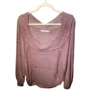 WeTheFree  "Westend" Women's Knit Top, M, Sweatshirt, Waffle, Oversized, Mauve